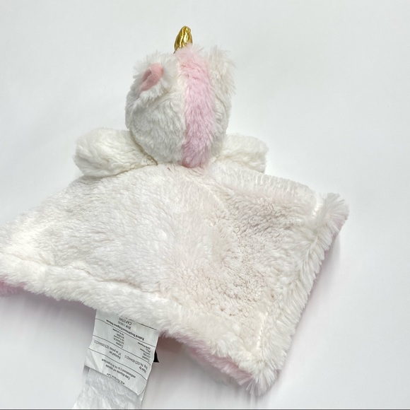 Unicorn lovey white & pink with gold horn super soft plush security snuggles toy - Picture 6 of 10